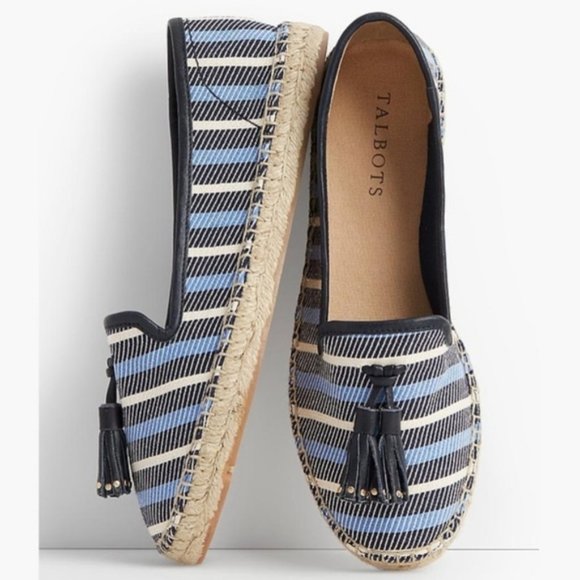 Talbots Shoes - New Talbots Ivy Striped Espadrille Tassel Loafers